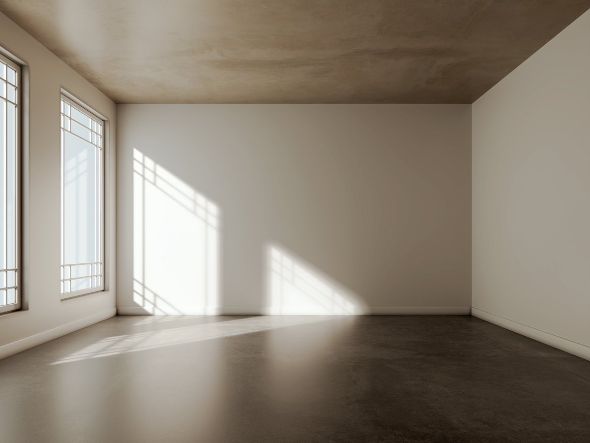 Modern bright interiors empty room 3D rendering illustration